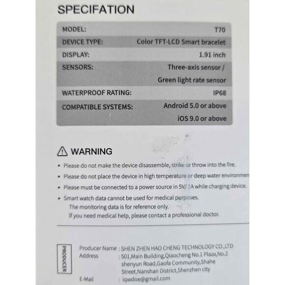 “Smart Watch Fitness Tracker – Waterproof, Heart Rate, Calls, Pink Strap” - Picture 6 of 6